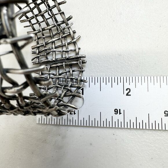 Rare Vintage Handcrafted Twisted 925 Sterling Silver Cuff Bracelet Wire Weave - Picture 7 of 7